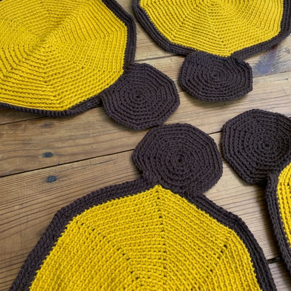 Handmade Yellow and Brown Crochet Coasters